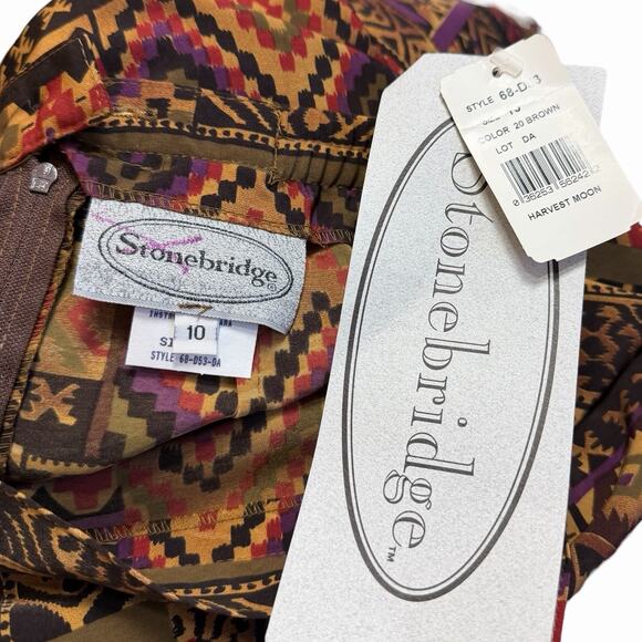 VTG 90s Y2K STONEBRIDGE FAUX WRAP MAXI SKIRT AZTEC BOHO WESTERN NEW W TAGS SZ 10 - Picture 5 of 7